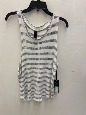 White and Gray Striped Knit Tank